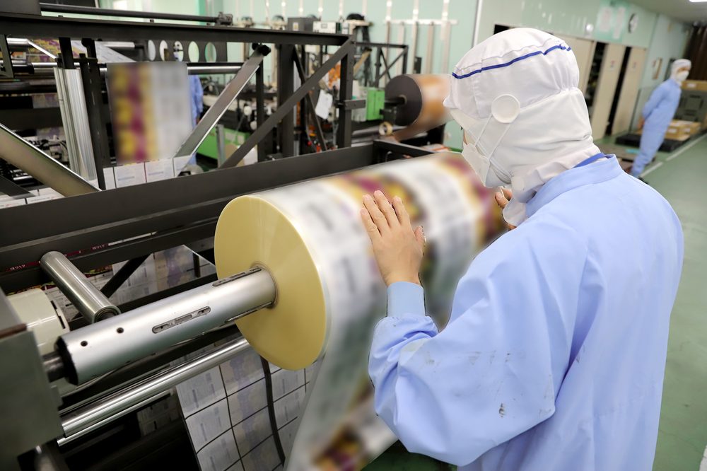 製袋機械のクローズアップ